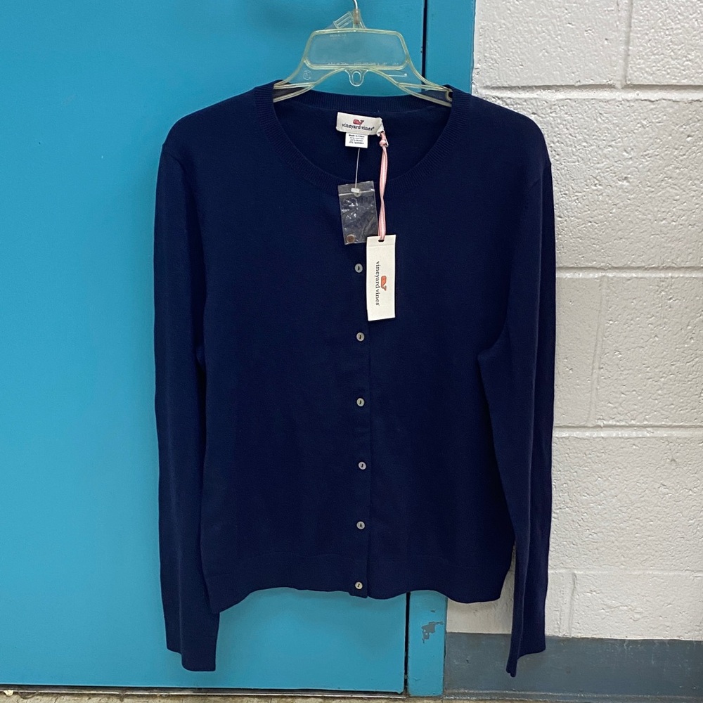 Vineyard Vines Women's Navy Button-Front Cardigan